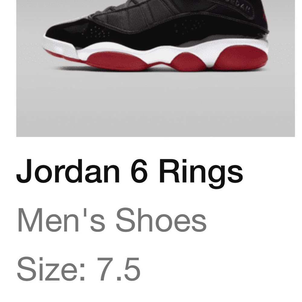Men’s Jordan 6 Rings Black Red Sneakers
Nike New! Frm store online w org box!